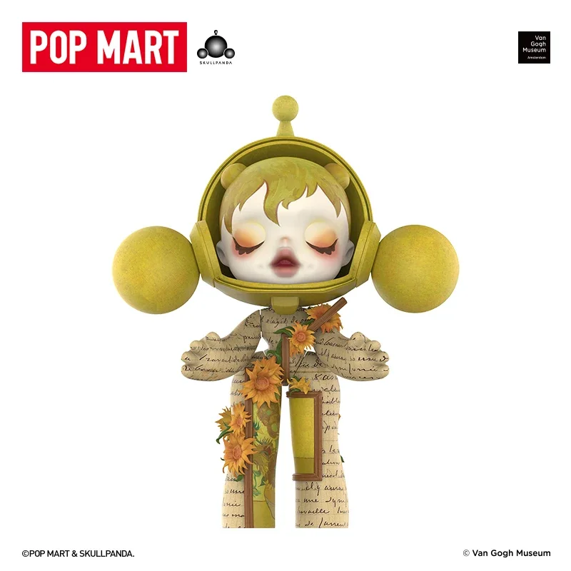 POP MART MEGA SKULLPANDA 400% ซีรีส์ดอกทานตะวันจากพิพิธภัณฑ์แวนโก๊ะ กล่องสุ่มฟิกเกอร์ของสะสม ของตกแต่ง ของเล่นแบบสุ่ม