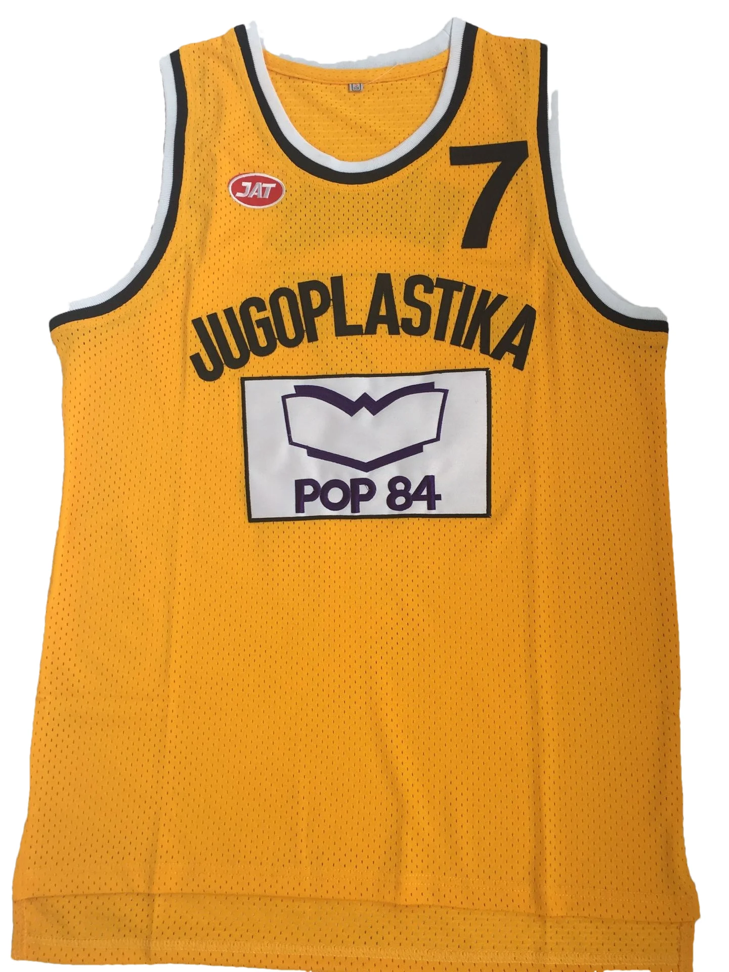 Men Movie version yellow basketball jersey No.7 Croatia JUGOPLASTIKA 7 KUKOC embroidery outdoor quick-drying breathable Shirts