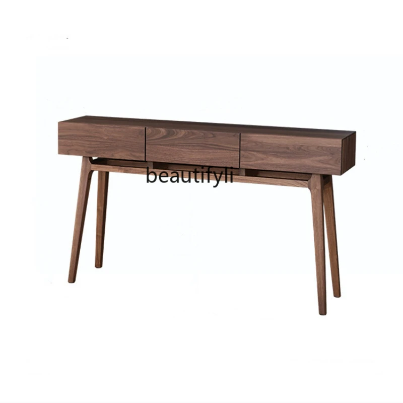 LBX Black Walnut Wood Computer Desk Simple Modern Home Study Desk Writing Desk