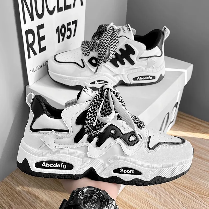 أحذية رياضية للجري للرجال، أحذية تزلج كاجوال، منصة مشي مسامية، أحذية رياضية عصرية، نعل سميك، زيادة الارتفاع