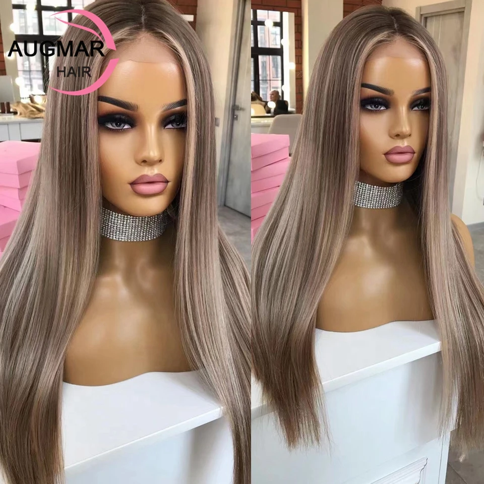 

13x4 Straight Lace Front Wigs For Women Human Hair 360 Lace Frontal Wig Glueless Ash Blonde Highlight Body Wave Lace Front Wig