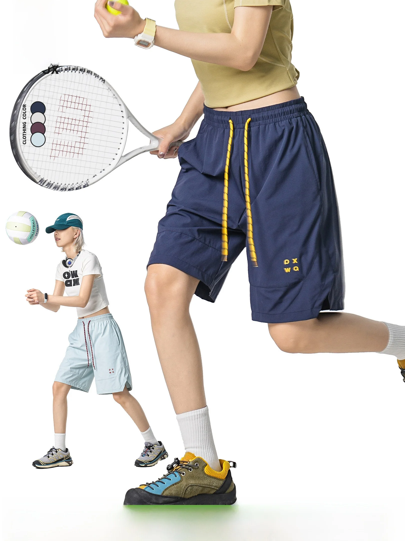 

Outdoor Sports Loose Straight Leg Running Shorts OXOWomen's Casual Summer Fashion Trousers Small Logo Wide Leg Pants