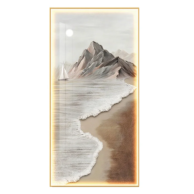 Decorative Paintings With Lights In The Entrance Hall Modern Simplicity Corridor Hanging Paintings High-end LED Lamp Paintings