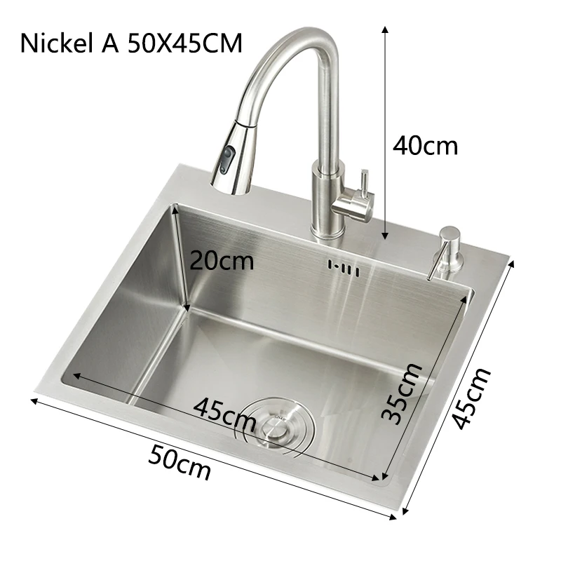 المطبخ الفولاذ المقاوم للصدأ نحى حوض غسيل الخضار تحسين المنزل فتحة واحدة مع المصارف خلاط الماء البارد والساخن