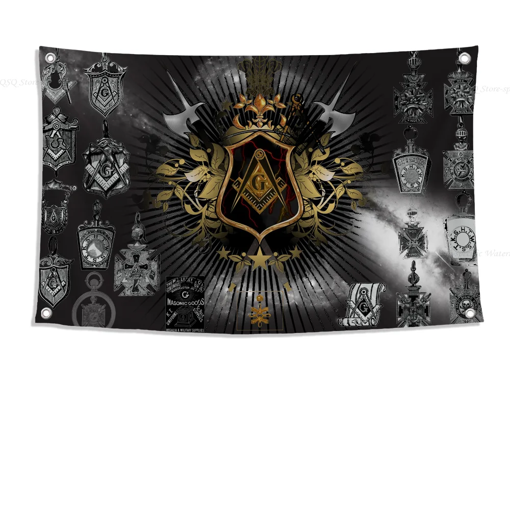 1PC-Masonic Lodge Freemasonry Flag Flags And Banners Four Hole Flag Polyester Outdoor Decor Room Aesthetic