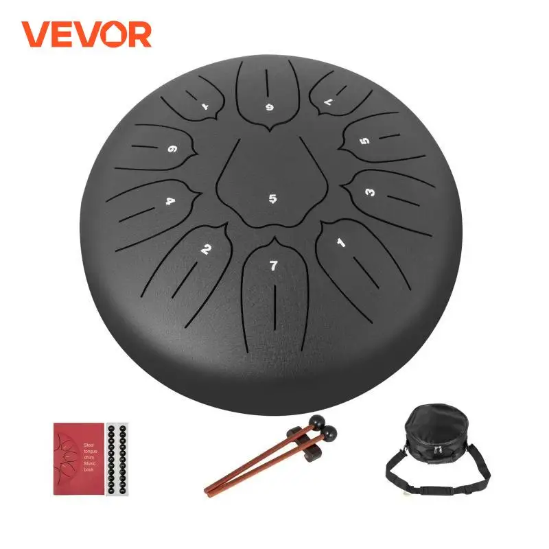 VEVOR 10 Inch Steel Tongue Drum In D Minor 11 Notes 25cm Hand Pan Drum Tank With Travel Bag Percussion Instruments Hand pan Drum