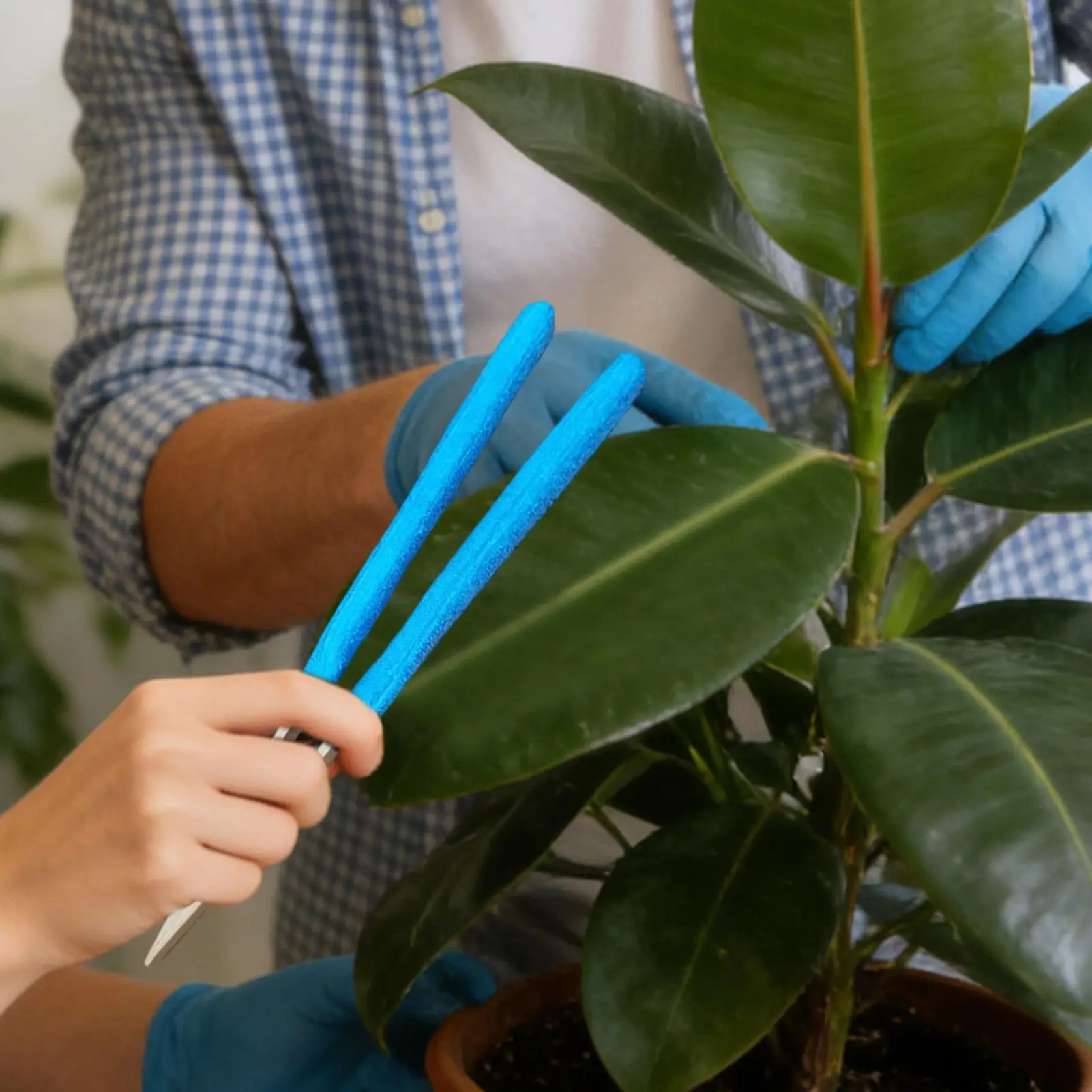 

Leaf Cleaning Tongs Handheld Reusable Double-Sided Wood Handle Leaf Lint Cleaner Brush Clip For Indoor Outdoor Window Balcony