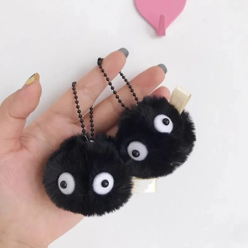 

Cute Black Small Coal Ball Plush Keychain Wizard Japanese Anime Keychain Girl Bag Jewelry Car Pendant Birthday Christmas Gifts