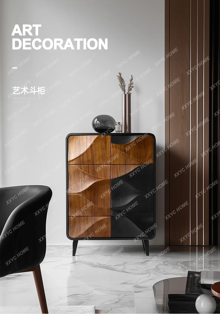 NN  design chest cabinet high-end villa living room porch cabinet walnut storage locker