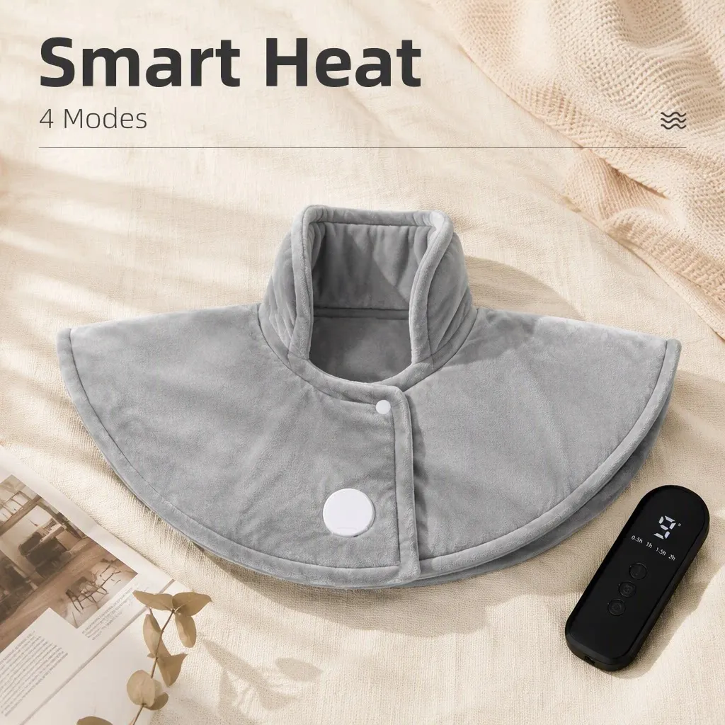 Electric Heated Shoulder Wrap Washable Heating Pad Auto Shut Off 9-Level Temperature Warm Shawl for Home Office