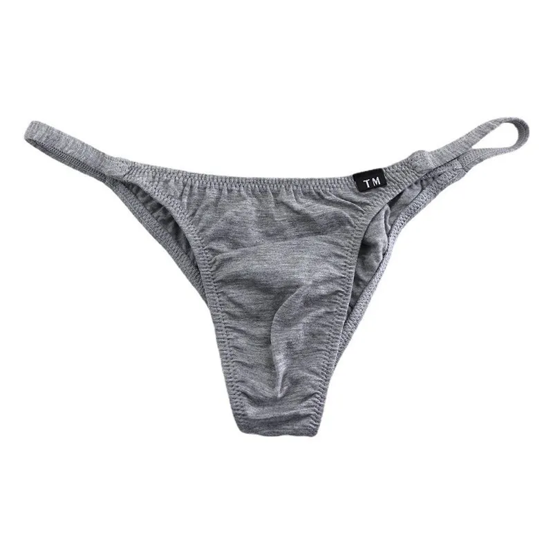 

Men's Cotton Bikini Briefs Solid Color Mid-low Rise Thin Strap Breathable Sexy Underwear