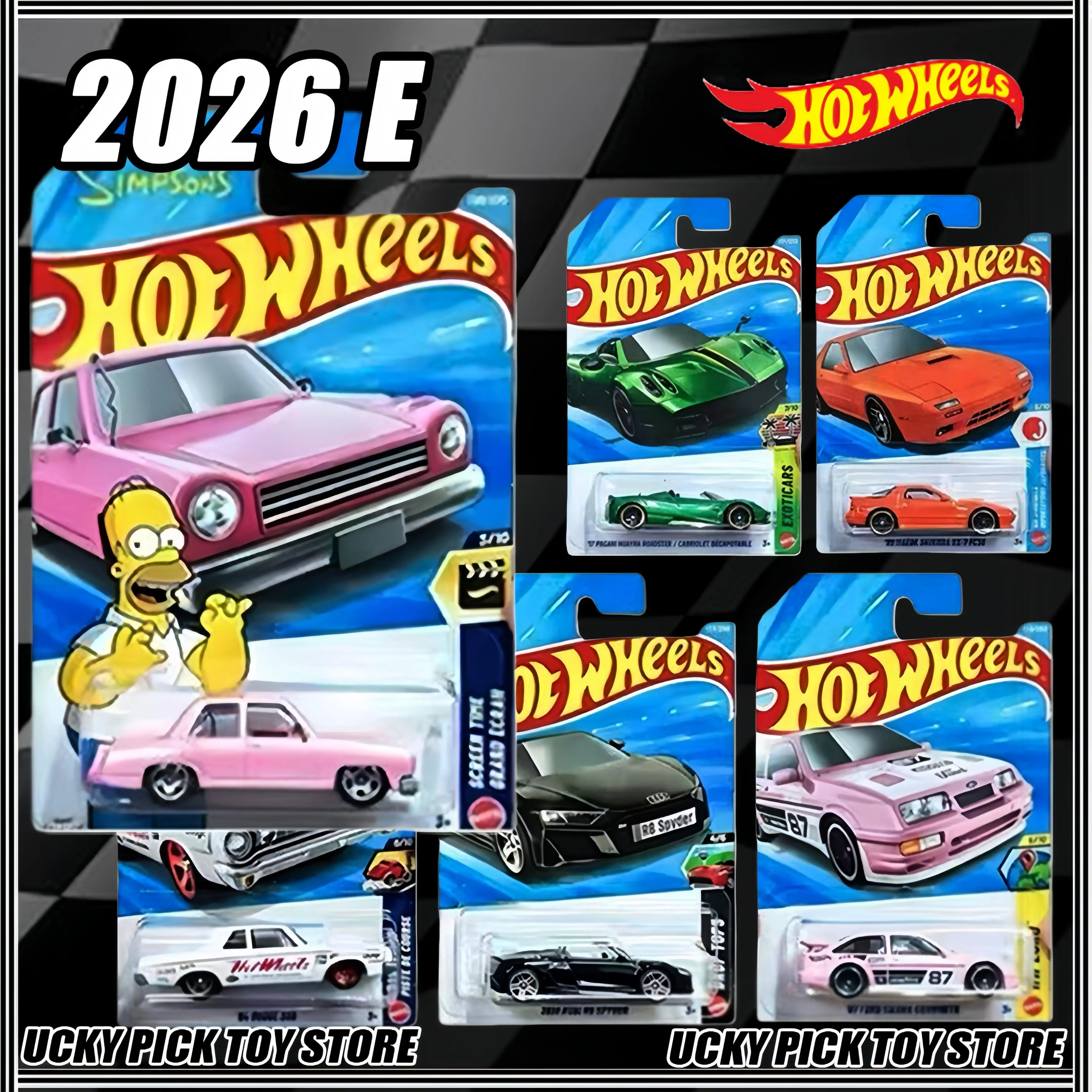 

Hot Wheels 2026 E 1/64 Mainline Series Case Simpsons Pagani Audi Mazda Dodge Collectible Die-cast Vehicle Model Toy Car