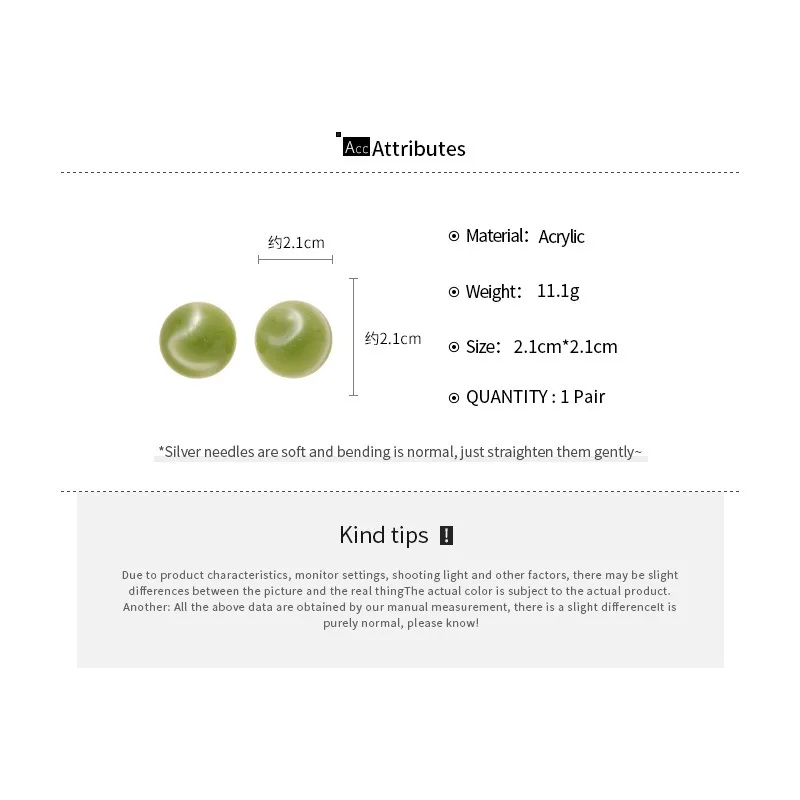 Women's Candy Color Smudge Round Stud Earrings, Versatile Gift