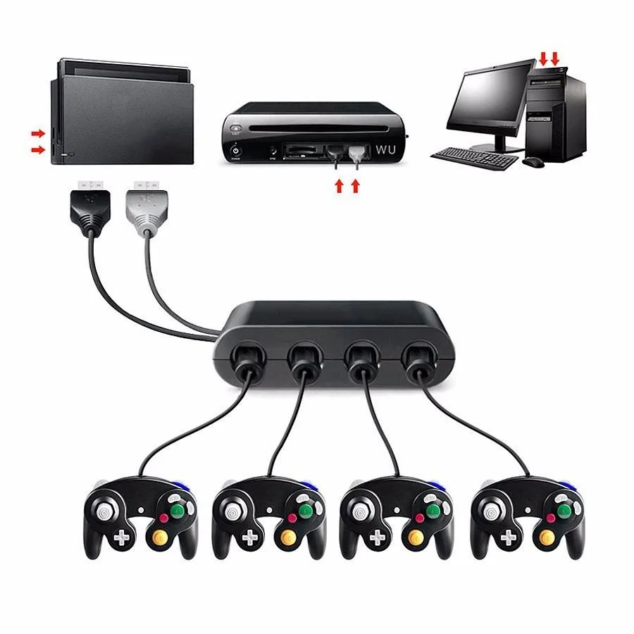 Multi Handle Control For Switch Game-cube Adapter Super Smash Bros Controller Adapter.Support Turbo and Vibration Features