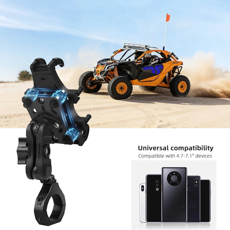 

Anti-Vibration Motorcycle Phone Mount Holder Holds 4.7"-7.1" Cell Phones ATV Cell Phone Holder for Bike Motorcycle Scooter ATV