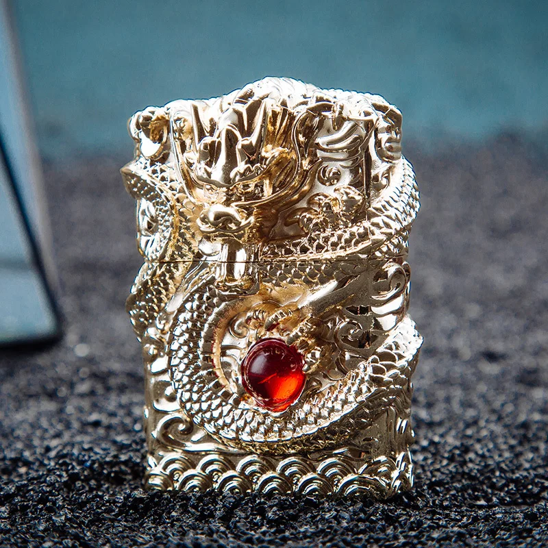 

ZORRO Dragon Armor Lighter, Hollow Carved Dragon Pearl Design, Windproof Refillable Lighter Gift