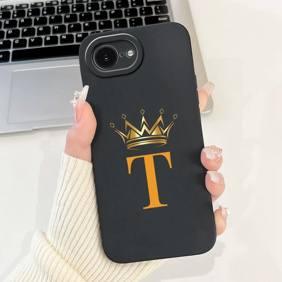 حافظة لهاتف أبل آيفون 16E 5G 2025 جديدة A-Z غطاء حروف التاج لينة من البولي يوريثان لين حافظة هاتف واقية لهاتف آيفون SE 4 iPhone16e Shell