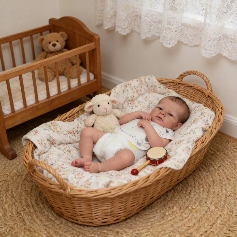 Npk boneca bebê reborn, 17 polegadas, elijah, pele 3d realista, veias visíveis com raiz de cabelo, aparência real, boneca de arte colecionável