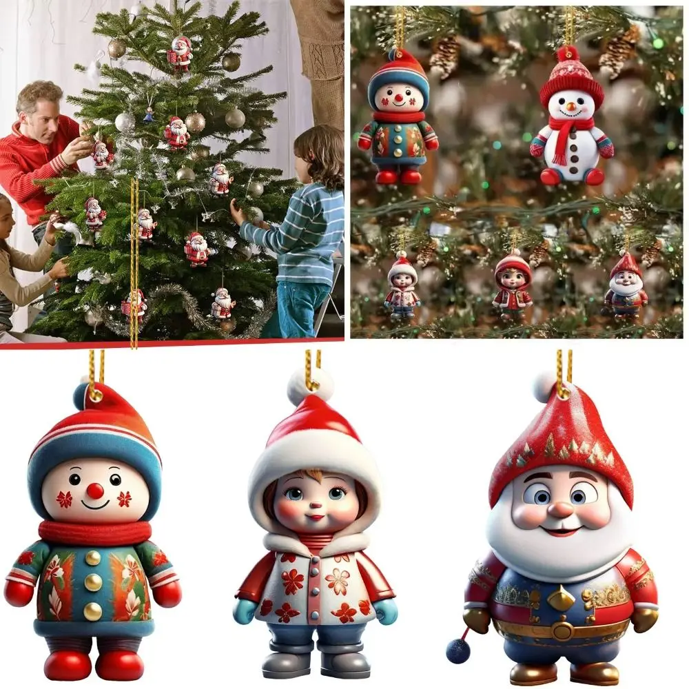 Acrylic Flat Christmas Character Pendant Multifunction Durable Material Christmas Tree Decoration Gift Christmas Santa Pendant