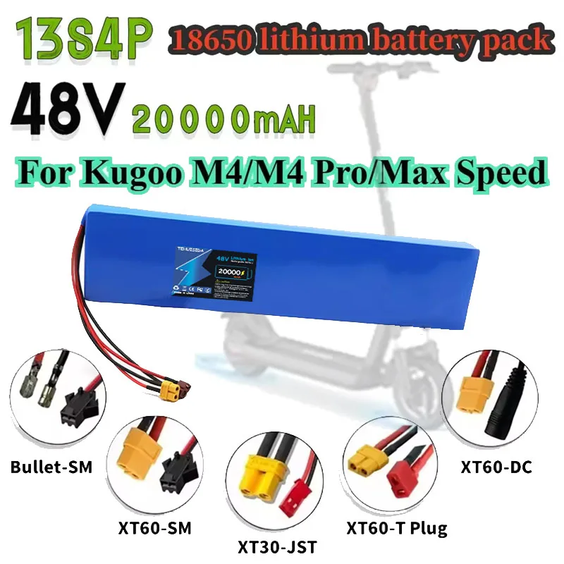 

48V 20Ah 13S4P 18650 Lithium Battery with BMS, Suitable for Kugoo M4/M4 Pro/maximum Speed, Used for Replacing Built-in Batteries