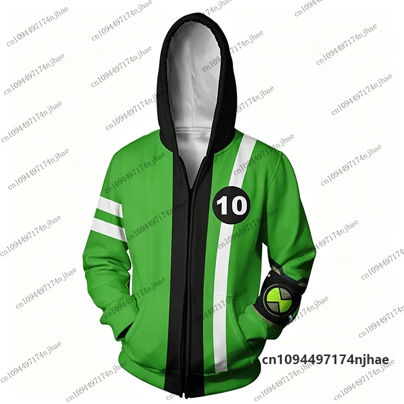 2026 Neue Anime Omnitrix Ben10 Cosplay 3D-Druck Reißverschluss-Hoodies für Herren, Langarm-Sweatshirt, lässiger Pullover, Oberteile für Kinder/Erwachsene – Detail 6