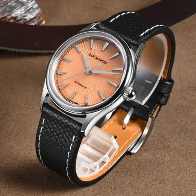 San Martin Мужские автоматические часы 37 мм Механические наручные часы с сапфировым стеклом 10ATM Водонепроницаемый 3D текстурированный циферблат ST1812 San Martin Мужские автоматические часы 37 мм Механические наручные часы с сапфировым стеклом 10ATM Водонепроницаемый 3D текстурированный циферблат ST1812