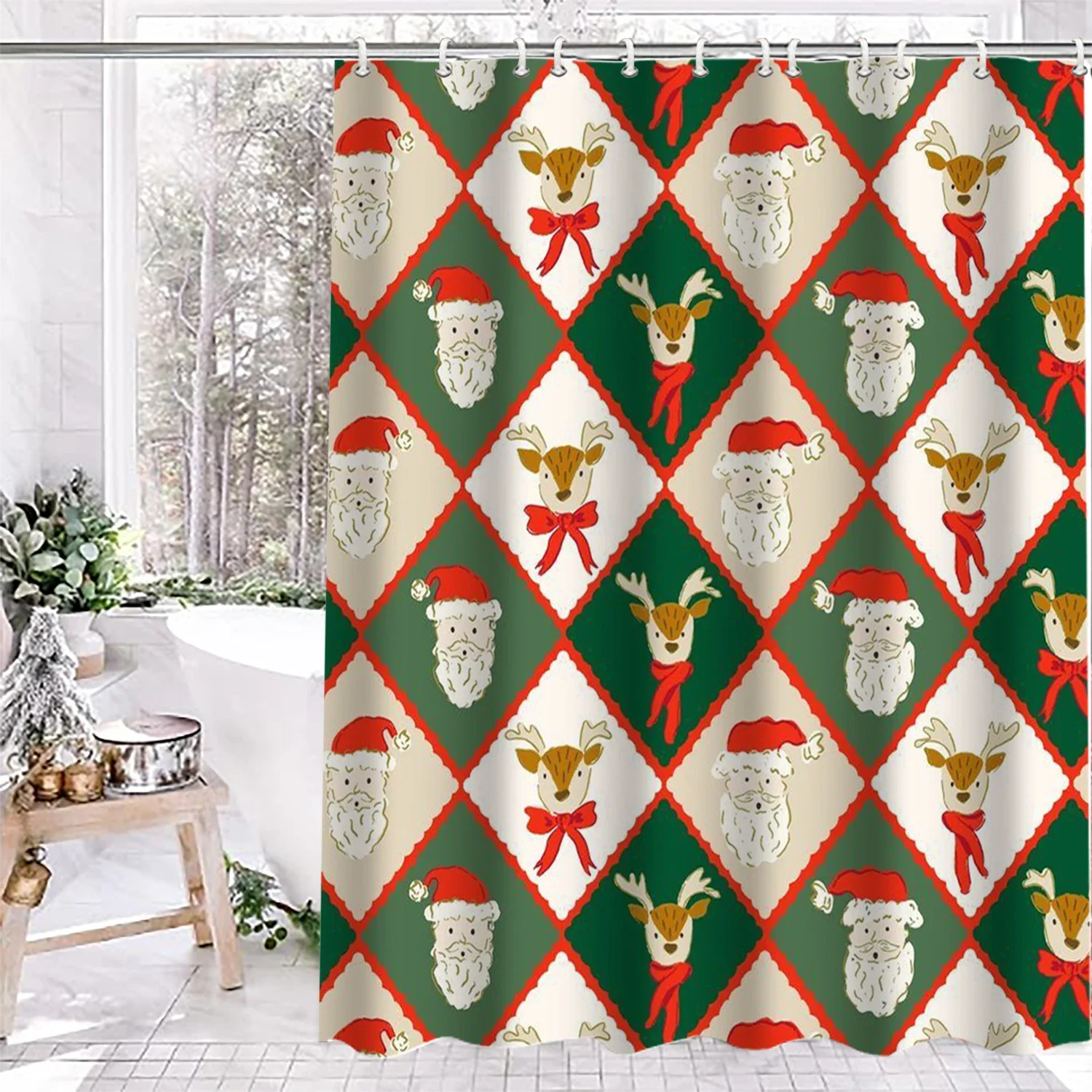

Christmas Festival decorations Tree pattern Bathroom Shower Curtain With 12 Hooks bathroom decor and accessories