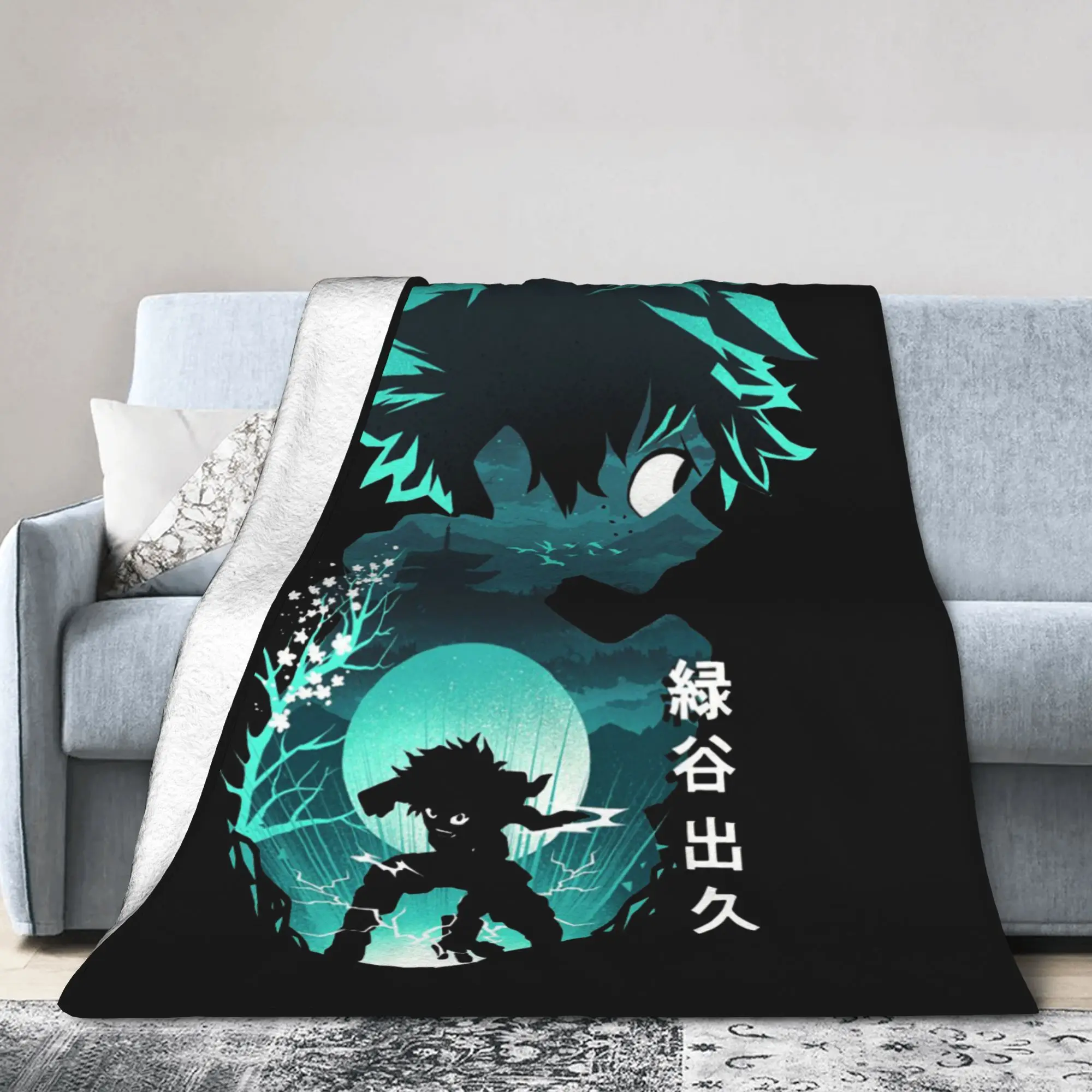 Izuku Midoriya Knitted Blanket Boku No MHA Anime Fleece Throw Blanket Summer Air Conditioning Decoration Lightweight Bedspreads,