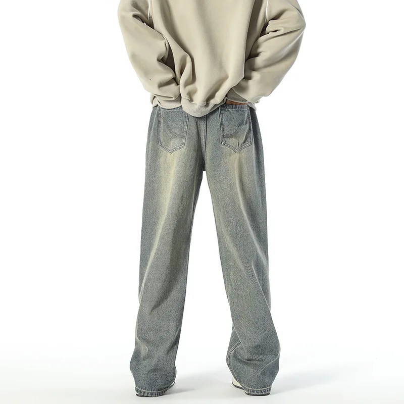 straight baggy jeans for men with loose pockets and versatile long pants wide leg jeans mens jeans  streetwear pants for men
