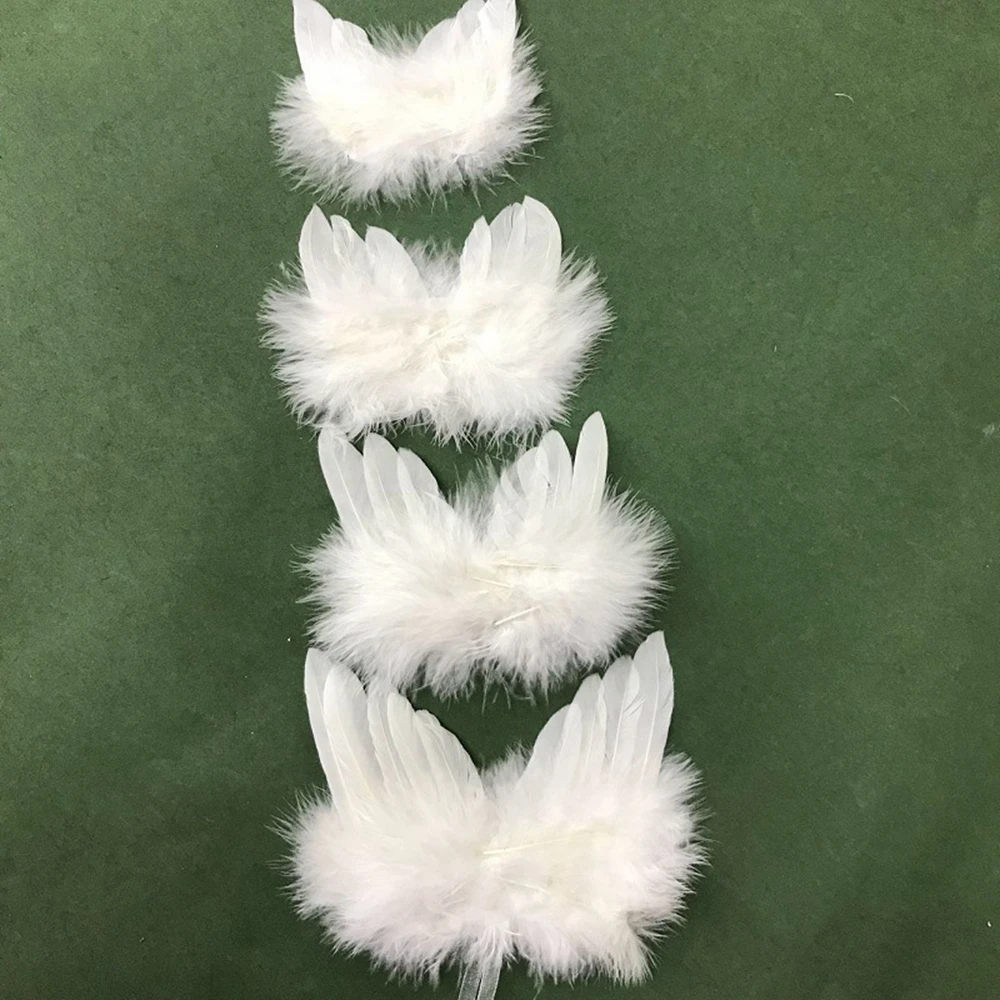 Adorável 10 pçs decoração de casa festa branco pendurado ornamento decoração da árvore de natal asas de anjo asa de pena