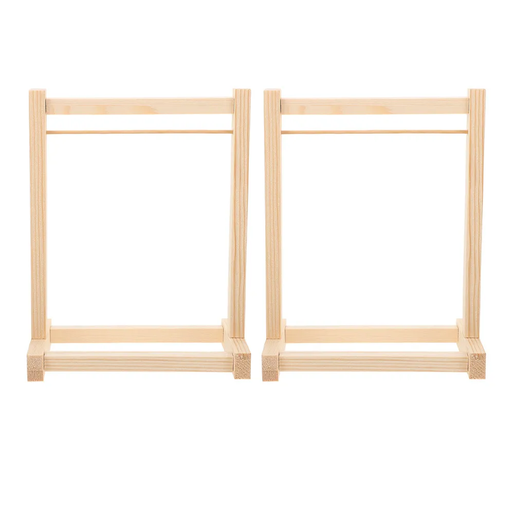 

2Pcs Wooden Miniature Clothes Rack Mini Dollhouse Clothes Storage Display Stand Organize Garments Closet Accessories