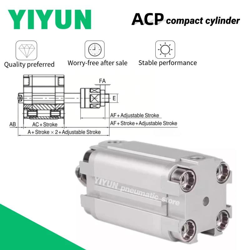 

1 шт. Компактный цилиндр серии ACP (ACP80, ACP100, ACP125X5, X10, X15, X20, X25, X30, X35, X40, X45, X50, X55, X60, X70, X75, X80, X90, X100) YIYUN