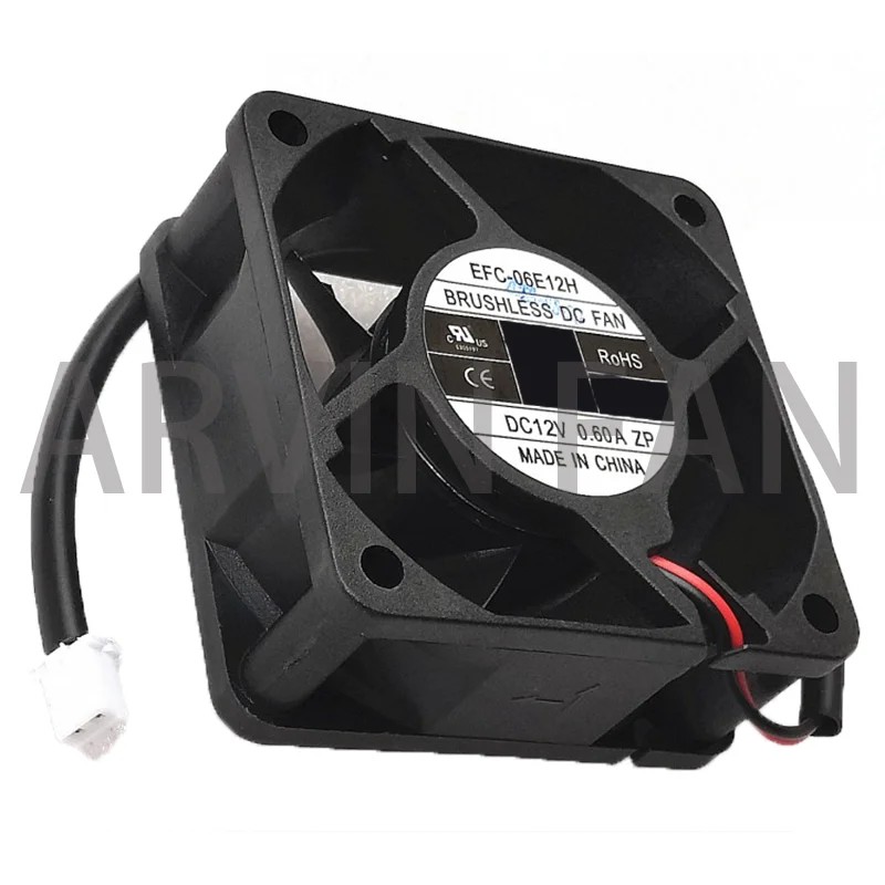 

EFC-06E12H New Original For 6025 60mm 6CM Fan 2-wire 2.5 Plug 12V 0.6A Cooling