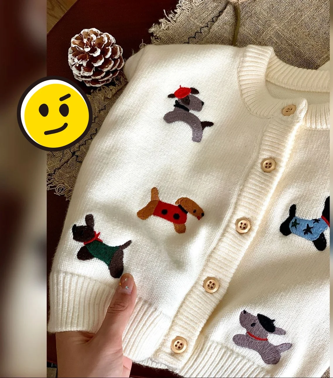 Family Matching Autumn Winter Cute Sweater Kids Girls Boys Carton Dog Knit Sweater Mother Son Daughter Round Neck Sweater