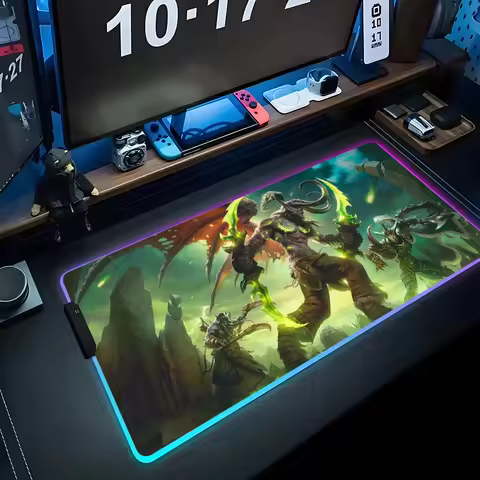 game world of warcraft Mouse Pad RGB Gaming Mousepad Big LED Pad PC Desk Mat Luminous Mouse Pad Large Keyboard Mats Table Rug Wi