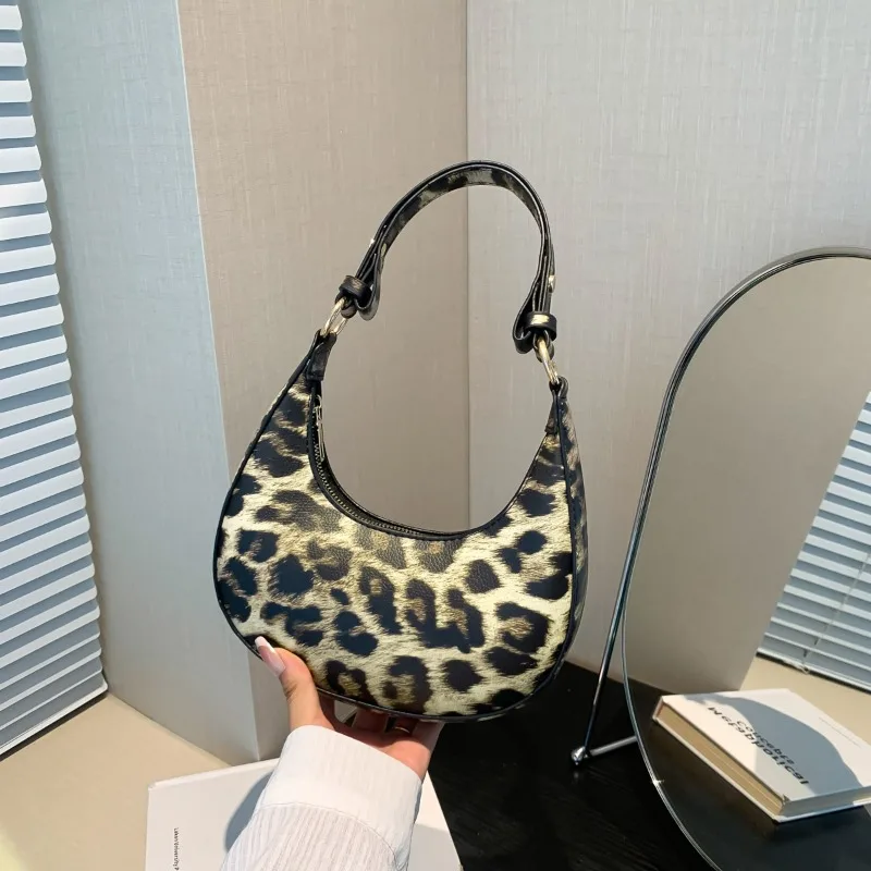 

Fashion Leopard Print PU Shoulder Bag Zipper Exquisite Half Moon Handbag 2024 Hot Sale Bags for Women Bolsas Femininas