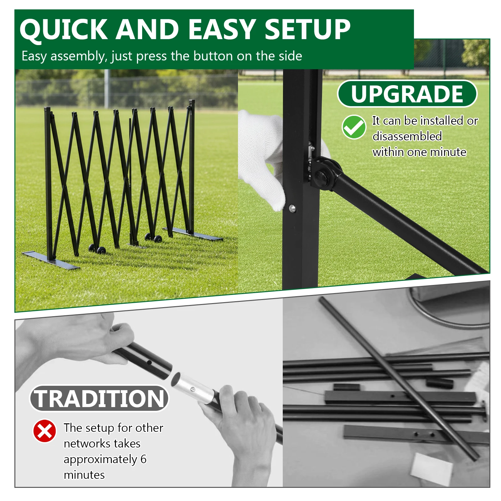 

Pickleball Set Net 22FT Pickleball Net System with Steady Metal Frame Free Assembly & Carry Bag for Indoor and Outdoor Use