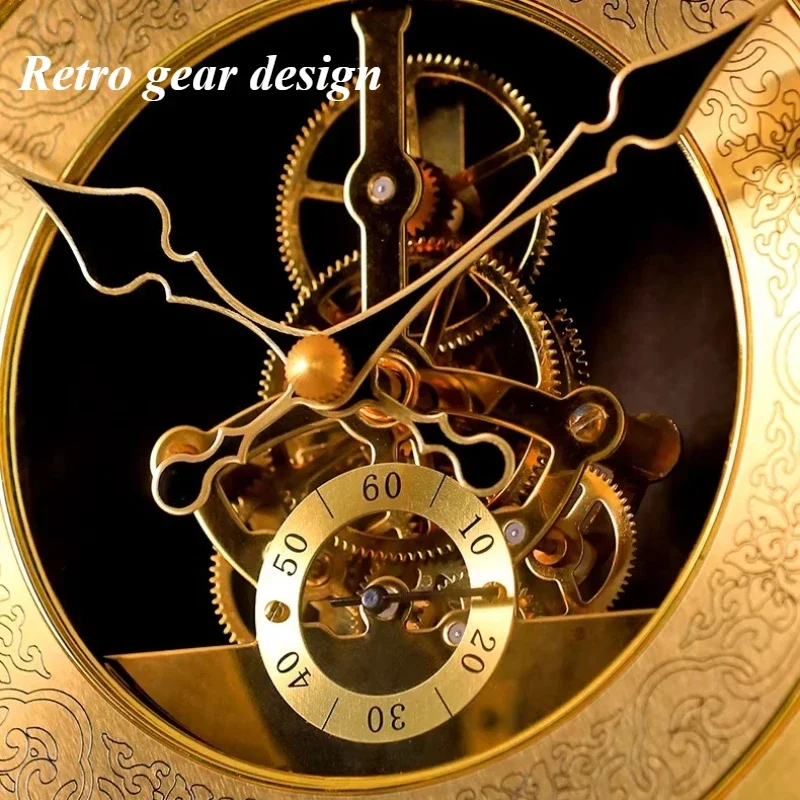Retro Gear Wall Clocks Mechanical Living Room Wall Watch Luxury Solid Wood Silence Clock Creative Home Decoration Accessories