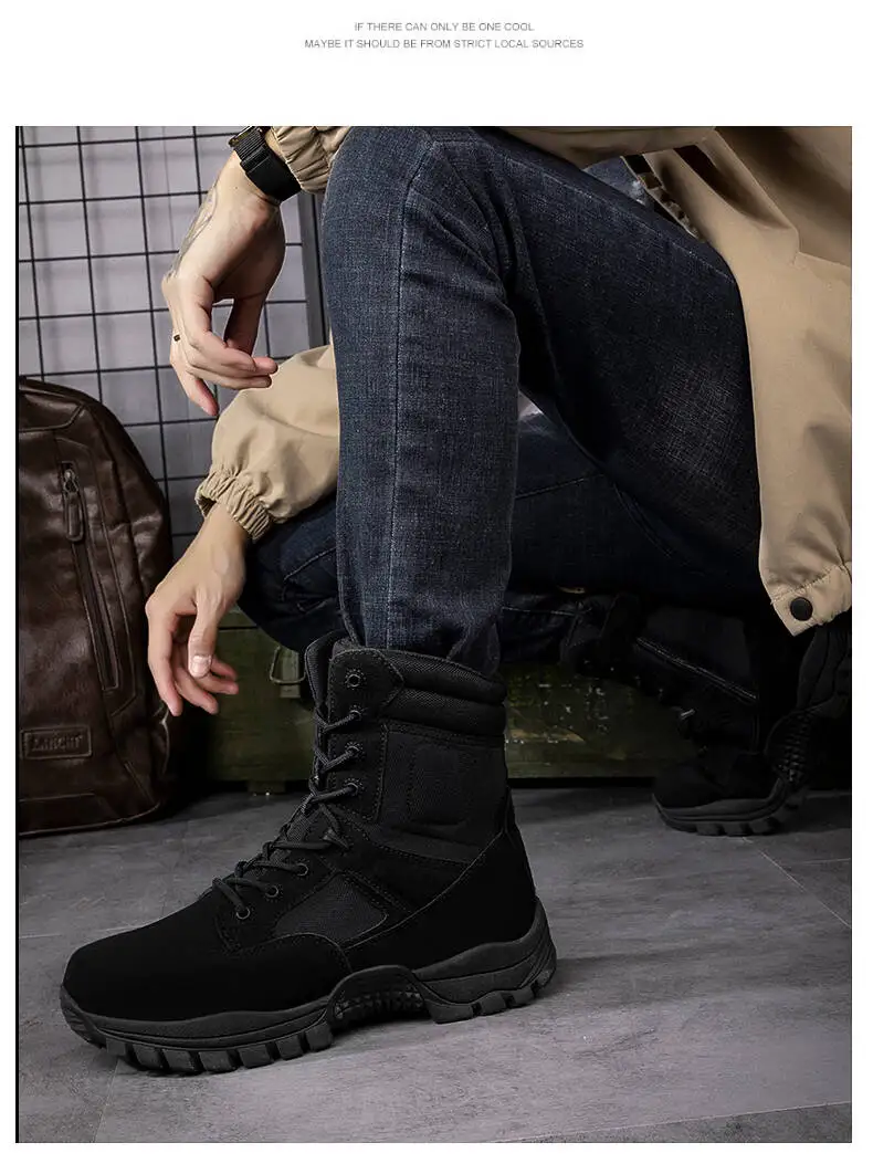 Outdoor-Stiefel für Herren, Knöchelstiefel, dick, hochwertig, sportlich, wasserdicht, rutschfest, Wanderstiefel, verschleißfest, Dschungel-Trekking, Größe 39–47 – Detail 24