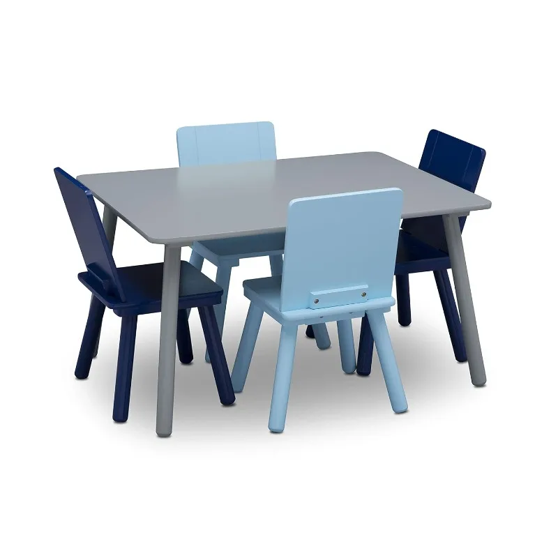 

Kids Table and Chair Set (4 Chairs Included), Grey/Blue