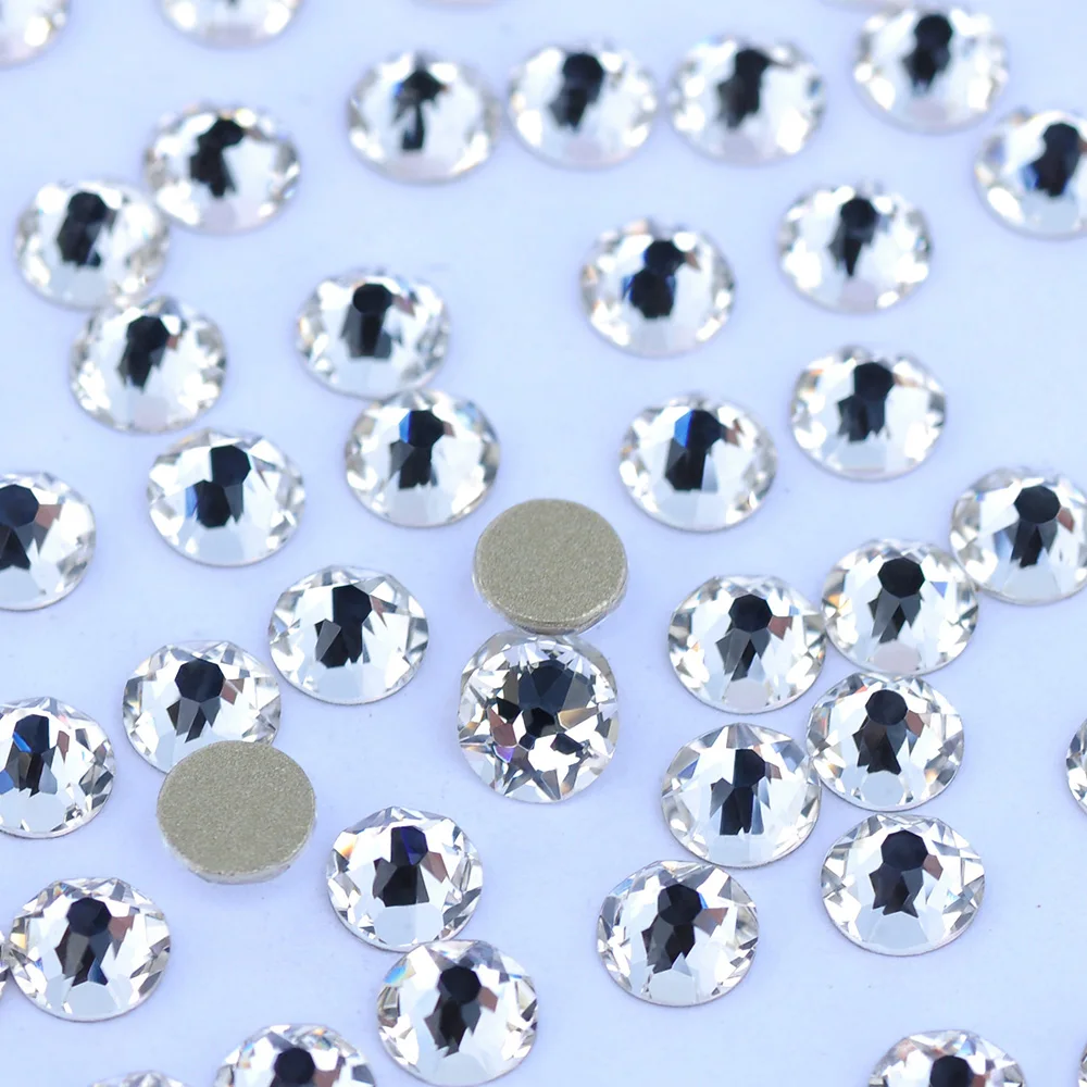 PUBRILEX-Crystal 288 Stück Glas-Strass Nicht-Hotfix Flache Rückseite Strasssteine DIY Nagelkunst Handwerk Kleidungsdekoration 8 Große 8 Kleine 2088 – Detail 4
