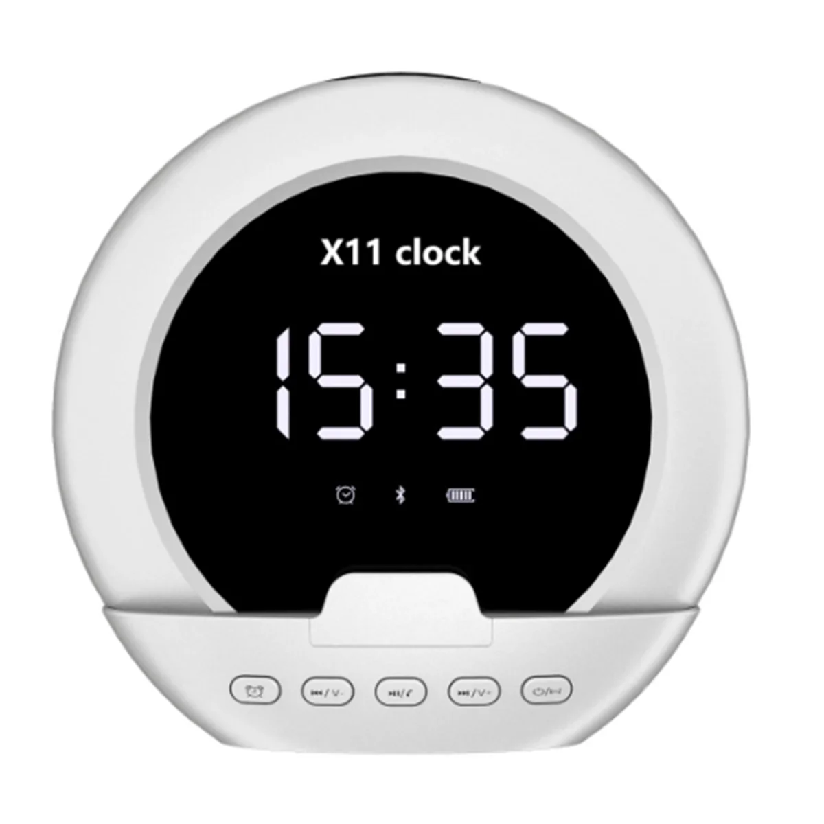 X11 Clock Bluetooth Speaker LED Digital Display Alarm Clock TWS Stereo Bass Desktop Portable - White