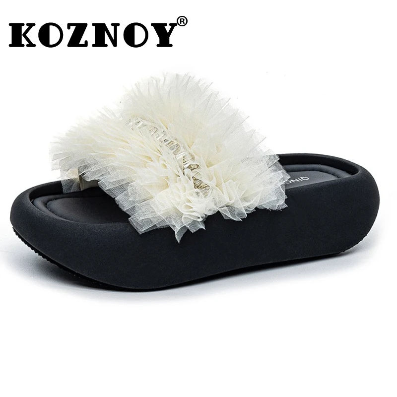 

Koznoy 5,5 см, модные женские тапочки на танкетке из синтетической кожи, резиновые сандалии на платформе, женская модная летняя обувь