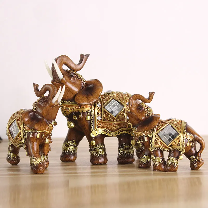 

Resin Elephant Figurines Souvenir Gifts Trunk Up Fengshui Lucky Elephant crafts Garden Decoration Living Room Ornaments