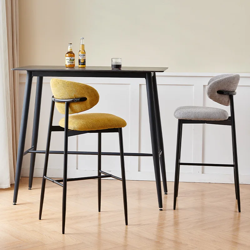 Taburete alto nórdico con respaldo para el hogar, Bar, recepción, Bar Simple moderno, silla de isla de cocina