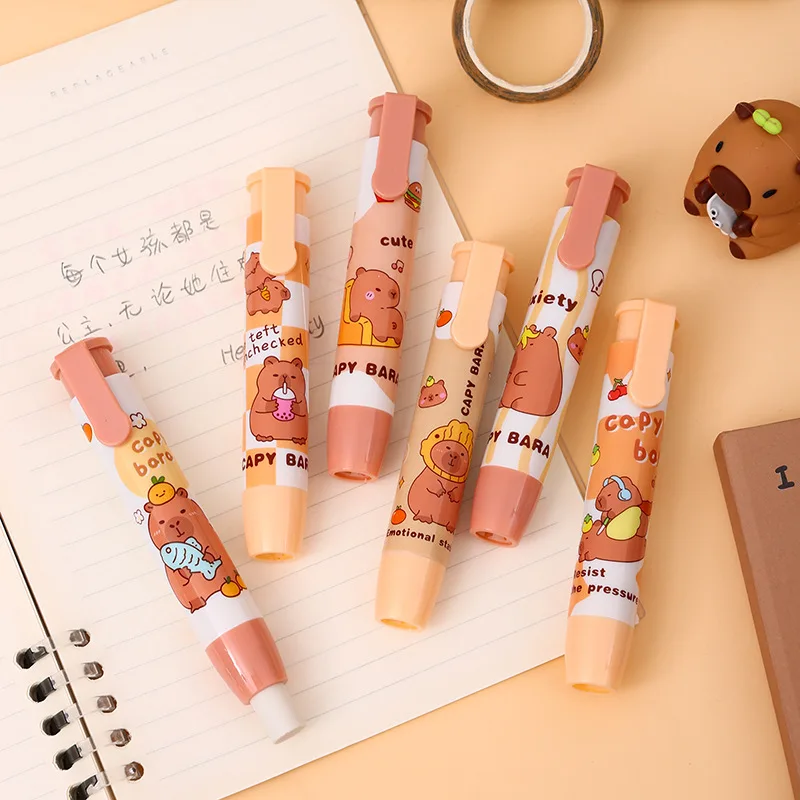 12 pezzi xNew Kapibara Press Eraser Studenti della scuola primaria Cute Styling Eraser Inserimento Cancelleria creativa di bell'aspetto