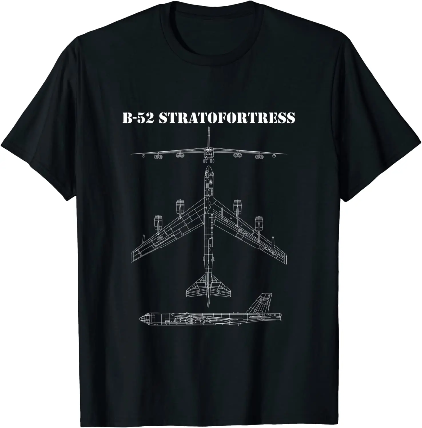 B-52 Stratofortress Aircraft Airplane Schematic Bomber B52 Men T-Shirt Short Sleeve Casual Cotton O-Neck Summer T-shirt