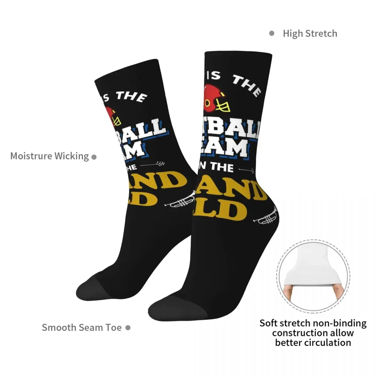 Funny Marching Band Football Apparel Socks Harajuku Super Soft Stockings All Season Long Socks for Unisex Birthday Present