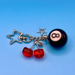 Fashion 8 Ball Fruit Cherry Dice Star Keychain Phone Accessories Y2K Handmade Creative 8 Ball Cherry Keychain Accessories