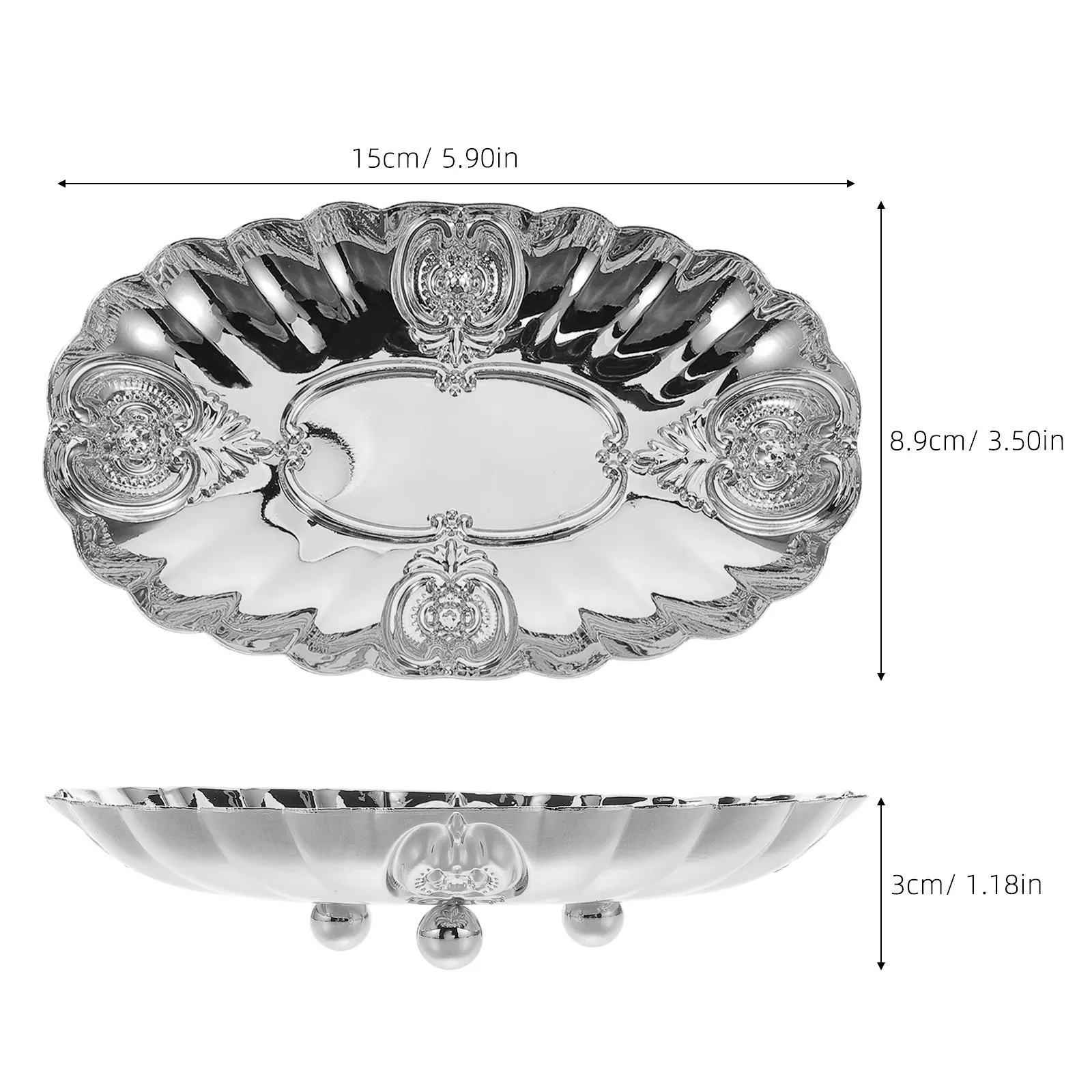 Classic European Jewelry Tray Iron Frame Elegant Decorative Dish for Jewelry Storage Candles Display Trinkets Vanity Dresser view 3